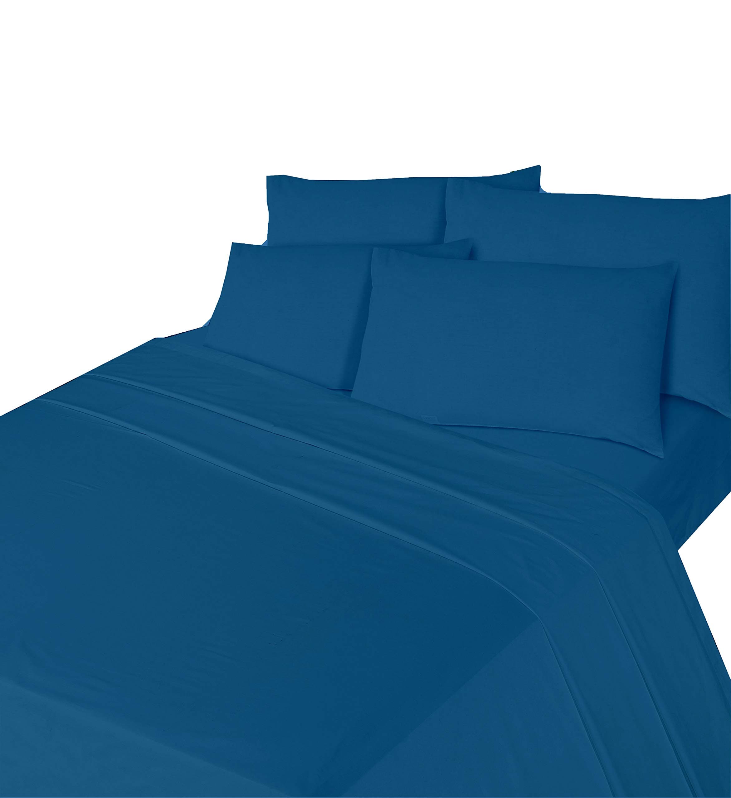 BEDWAY Luxury PLAIN DYED Thermal FLANNELETTE SHEET SETS 100% Brushed Cotton | Includes Flat Sheet + Fitted Sheet + Pillow Cases (Blue, Single Sheet Set)