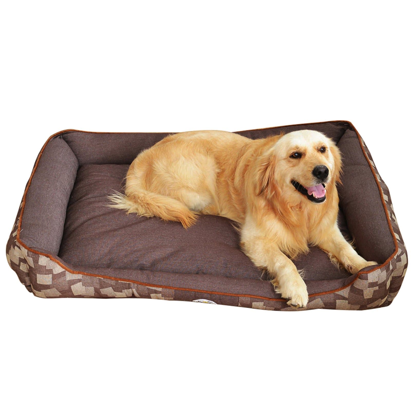AcornPets B-814 Deluxe Extra Large Classical Brown Dog Bed Cat Pet Pillow Fleece 110 x 80 CM For Large Dogs, Using Denim Cowboy Lining, Detachable and Washable
