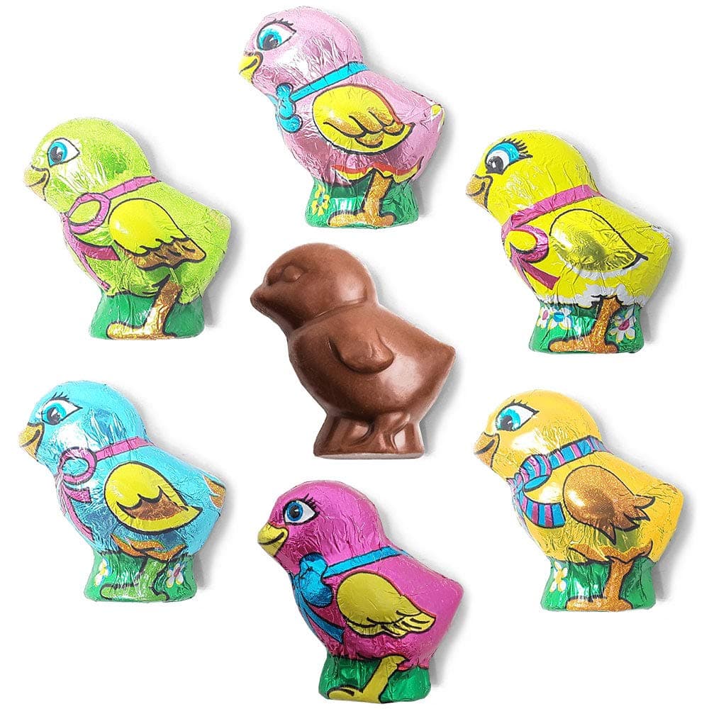 Madelaine Solid Premium Milk Chocolate Easter Baby Chicks Wrapped In Colorful Italian Foils (1 LB)