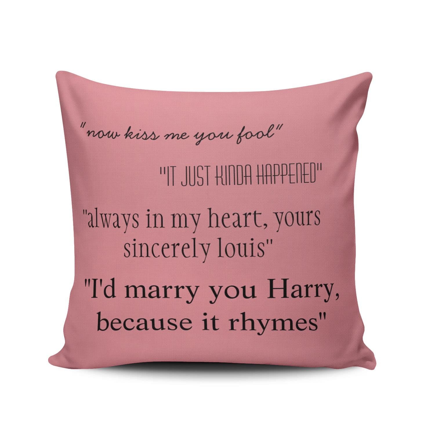 Hoooottle Custom Pretty Cute Pink Larry Stylinson I Ship It and Quotes Square Pillowcase Zippered One Side Printed 16x16 Inches Throw Pillow Case Cushion Cover