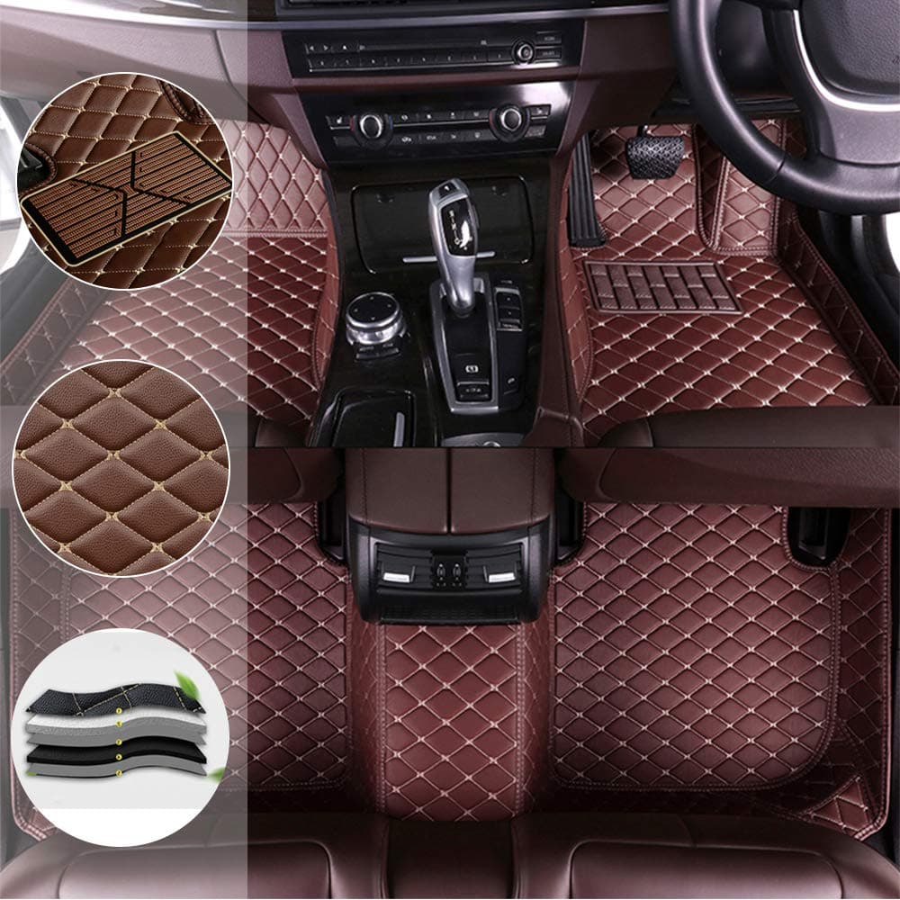 saitake Car Floor Mats For M ercedes B enz C-Class W204 2008-2016 All Full Surrounded Floor Liner All Weather Waterpoof Non-Slip Heavy Duty Custom Fit Front Rear Mat Right Driving Coffee color