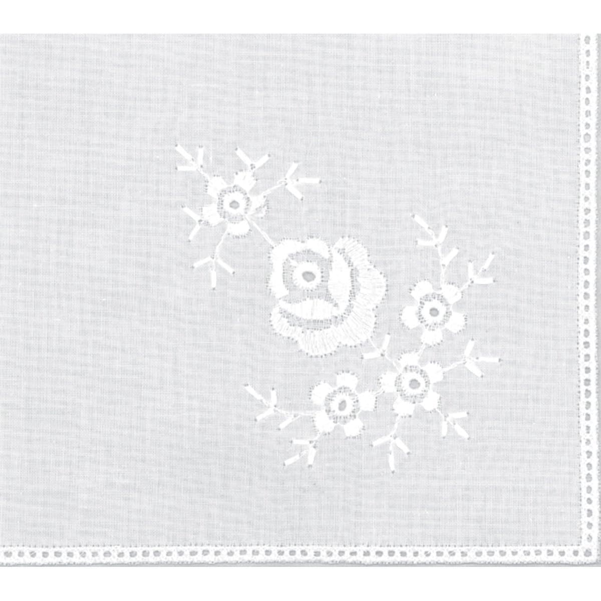Handy Hands 9 1/2 x 9 1/2-inch Roses White Cotton Handkerchief