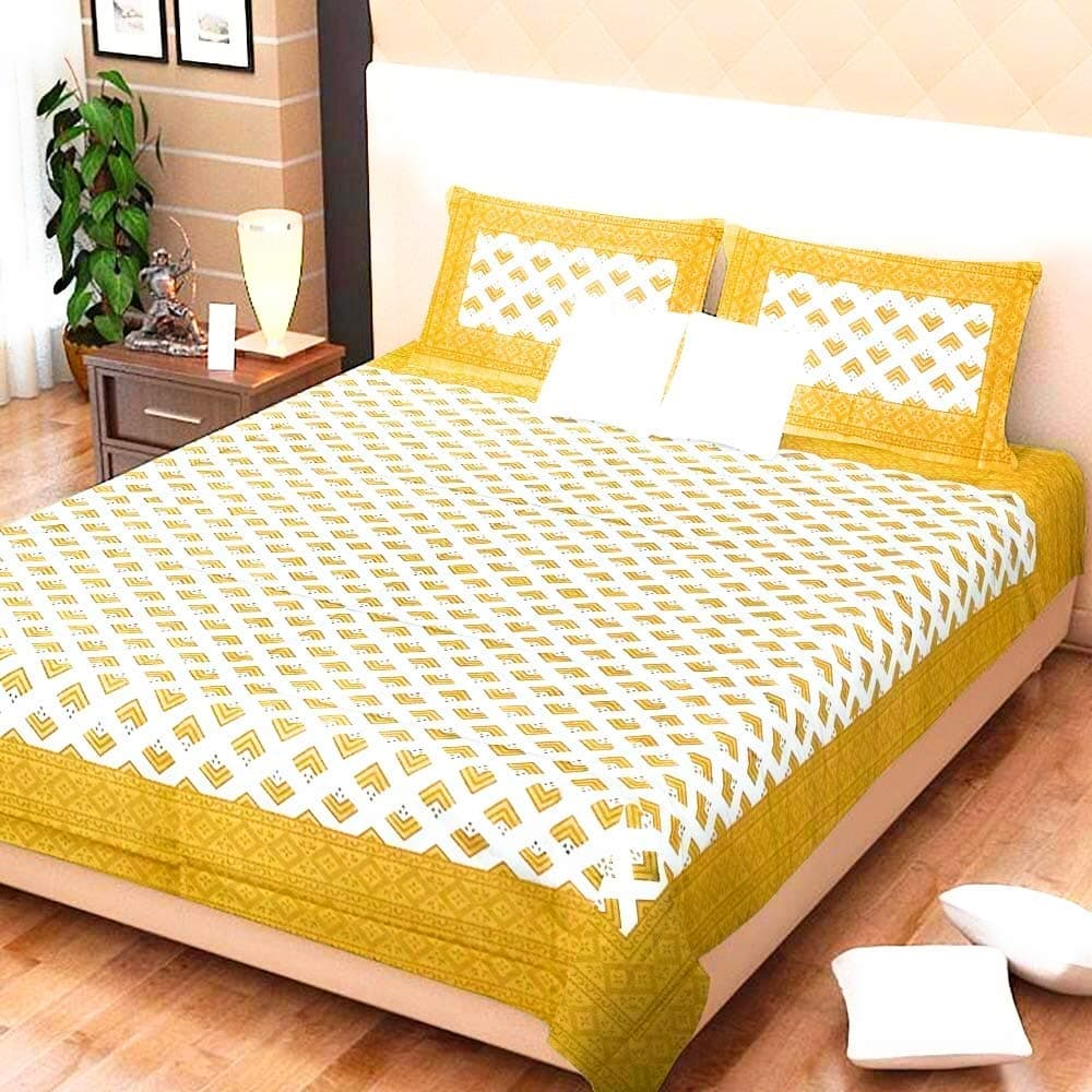 Jaipuri Style SHILPIIMPEX Kantha Work Embroidered King Bed sheet with 2 Pillow Covers