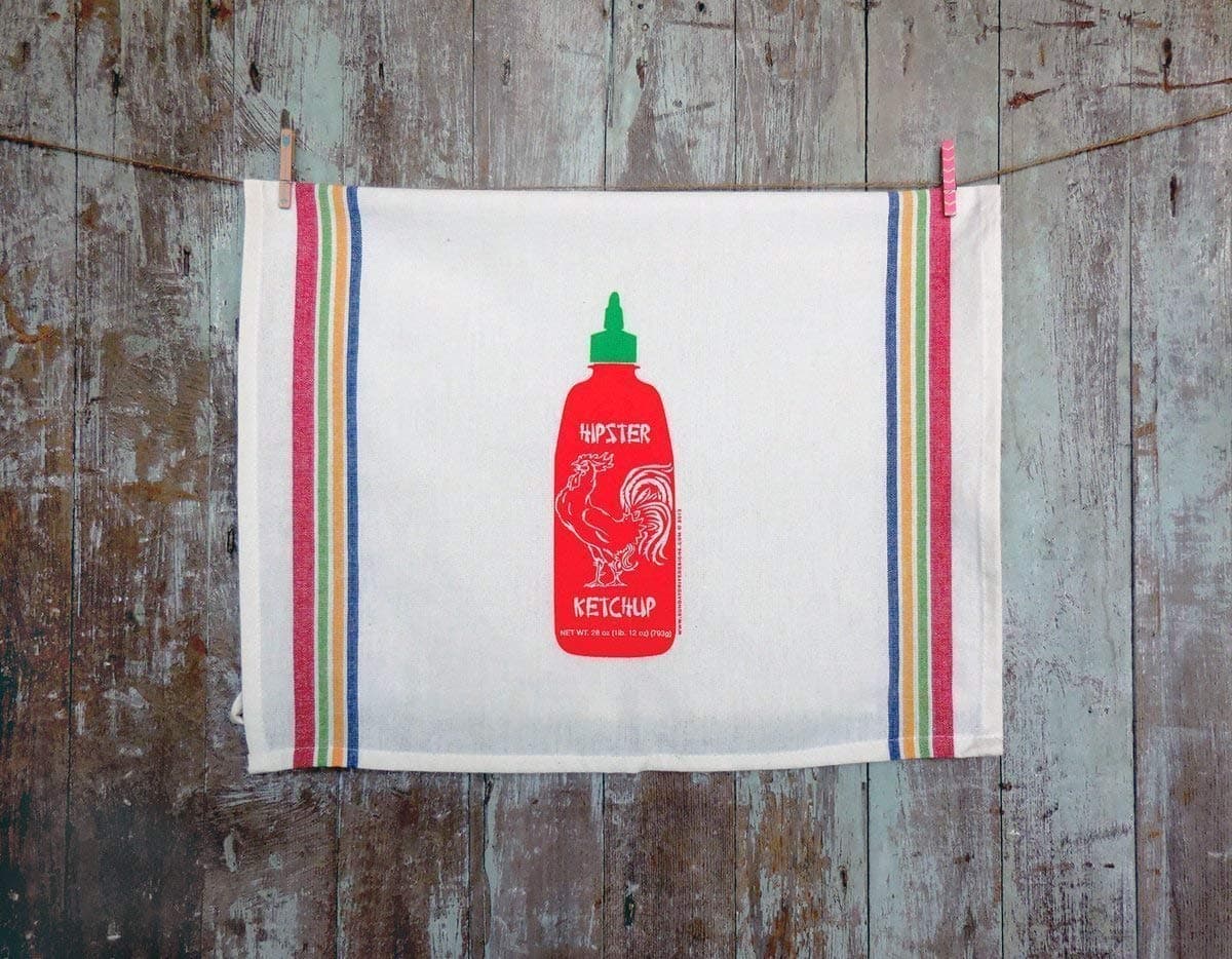 Hipster Ketchup Cotton Kitchen Tea Towel