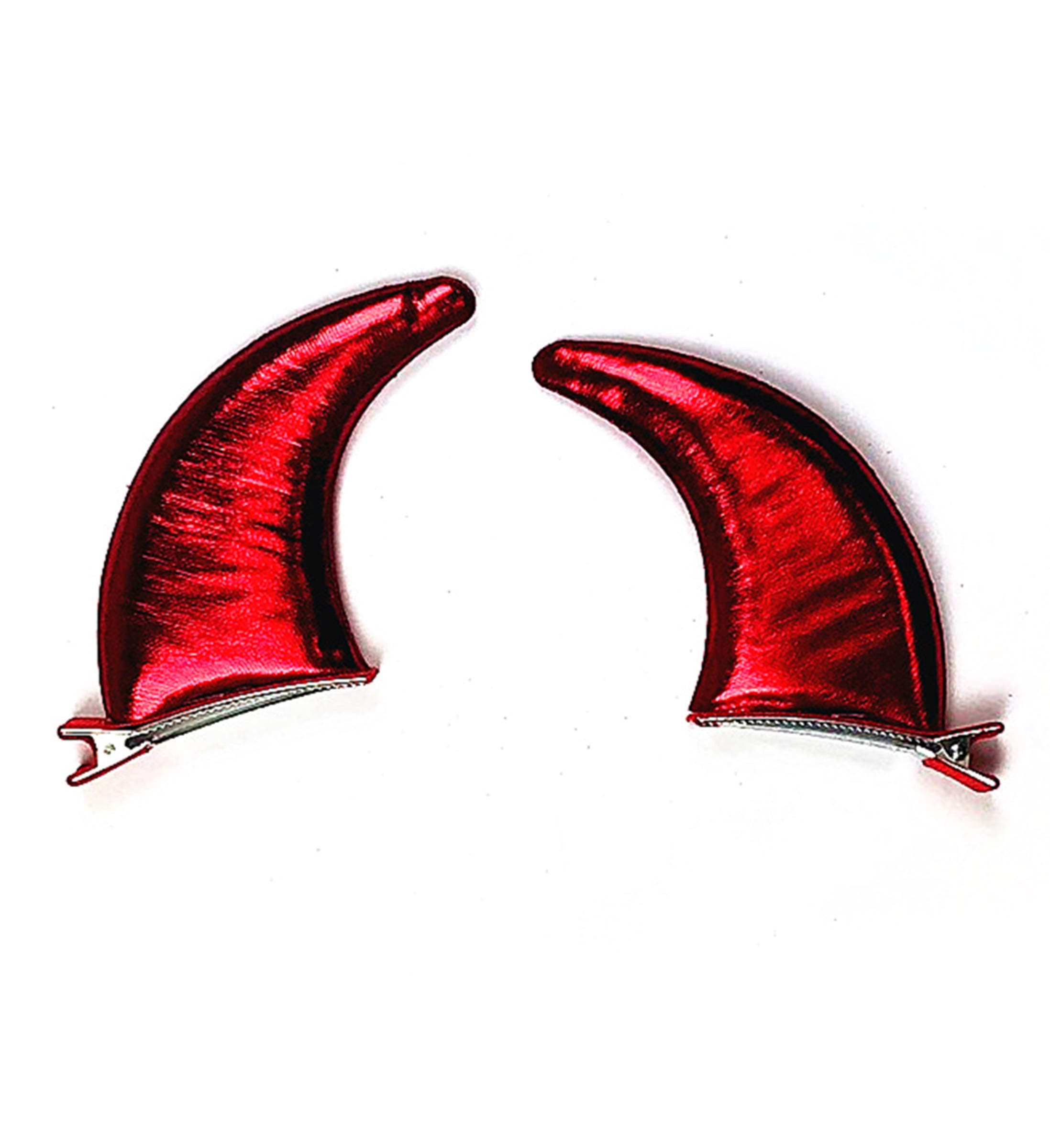 Mozlly Glossy Red Devil Horn Hair Clip (1 Pair - Left & Right Horn) Size: 3" x 3.5" One Size Fits Most Small Devil Halloween Costume Headpiece Easy to Attach Trick or Treat Party for All Ages