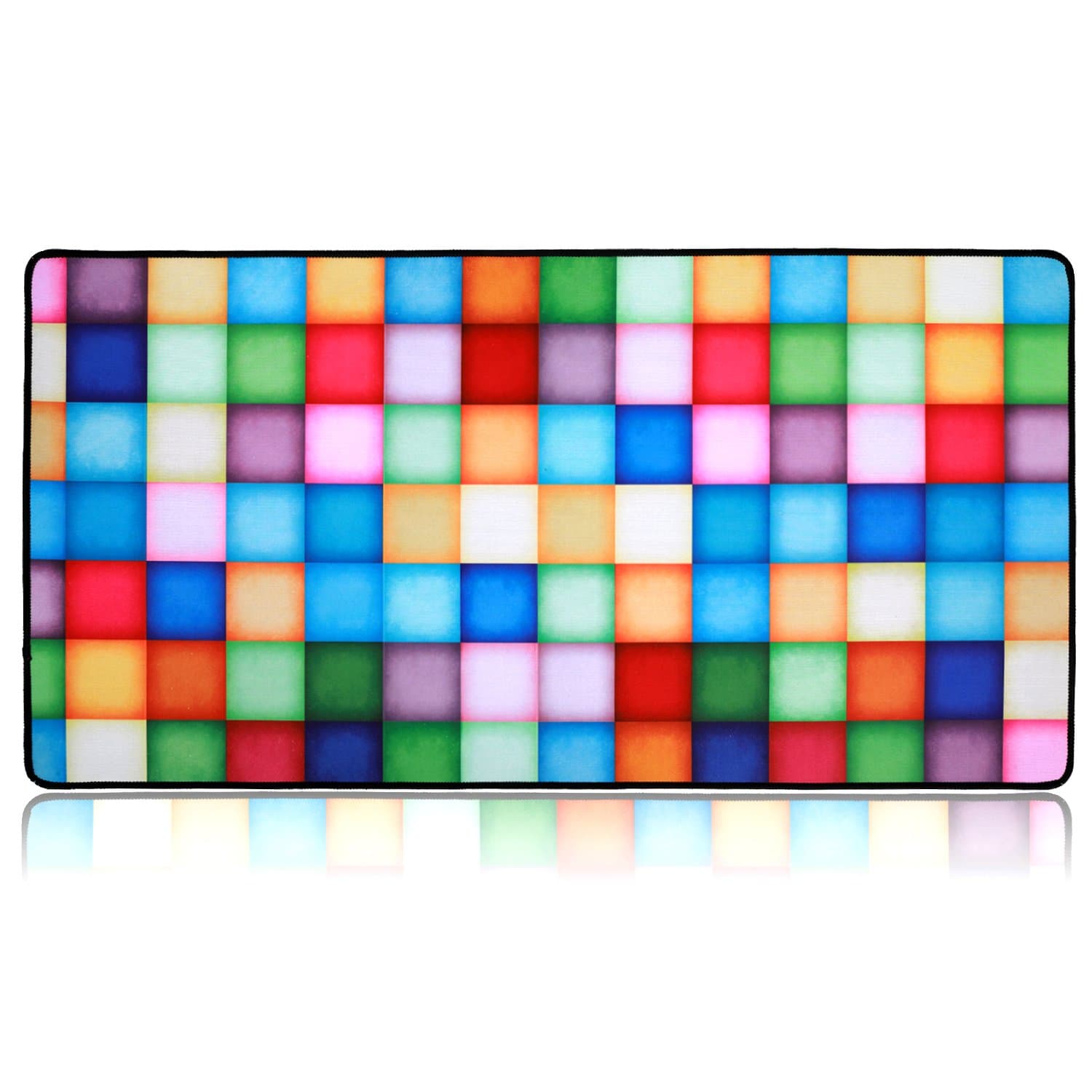 Nongmen Mouse Pad Large Size Mouse Pad Extended Gaming Mouse Mat with Stitched Edges Non-slip Rubber Base for Mouse- Colorful Blocks