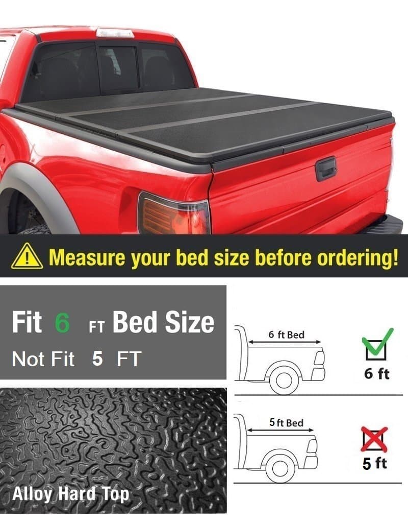 EZ Auto Premium Hard Top Tri-Fold Truck Bed Tonneau Cover for 2005-2015 Toyota Tacoma 6 ft / 72 inch Bed