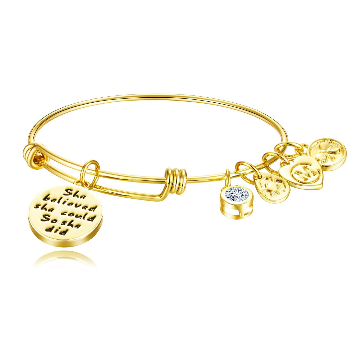 Expandable Charm Bracelet She Believed She Could So She Did Inspirational Bangle Graduation Gift Her