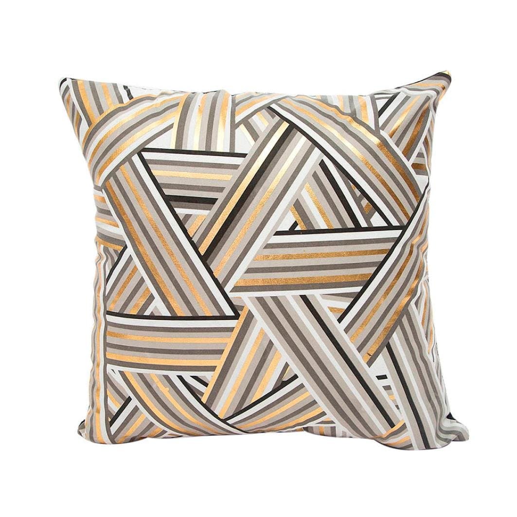 Luckhome Square Pillow Case, Super Soft Fabric Gold Foil Printing Pillow Case Sofa Waist Throw Cushion Cover Home Decor(45cmX45cm/18X18) (B)