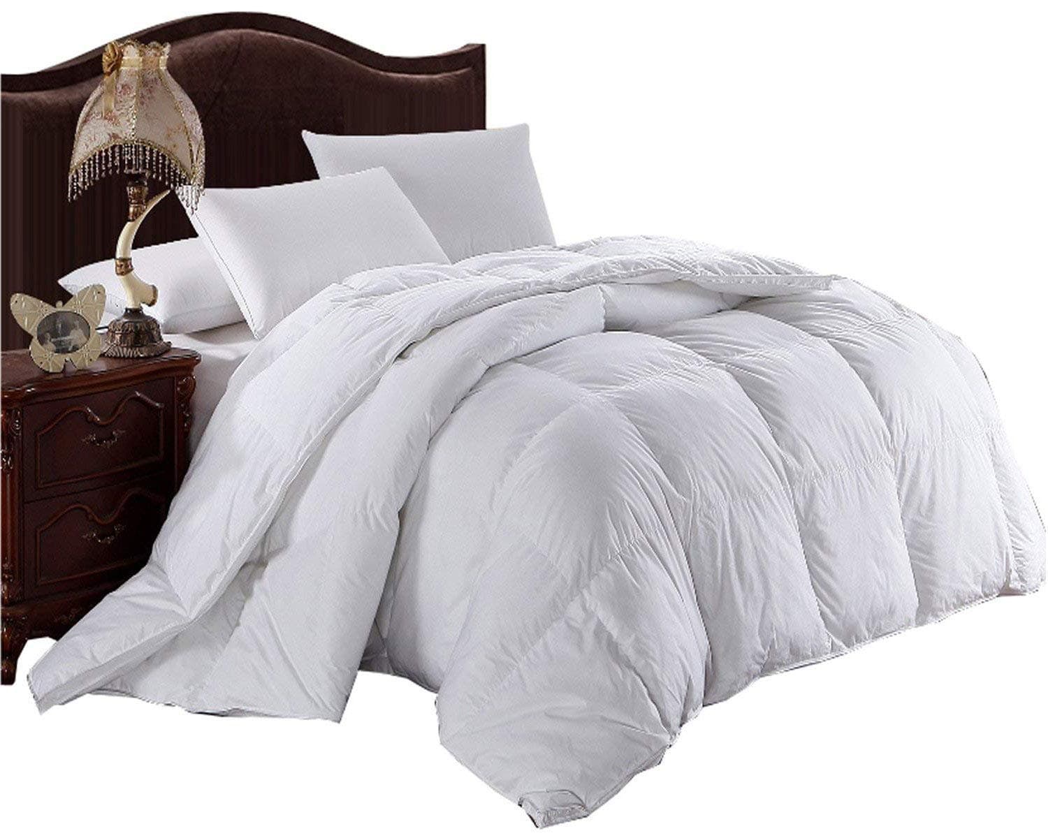 Royal Hotel Down Comforter, Hypoallergenic Down Comforters, Light and Buffy, 100% Cotton Solid Shell, Medium Warmth, Duvet Insert, Full / Queen