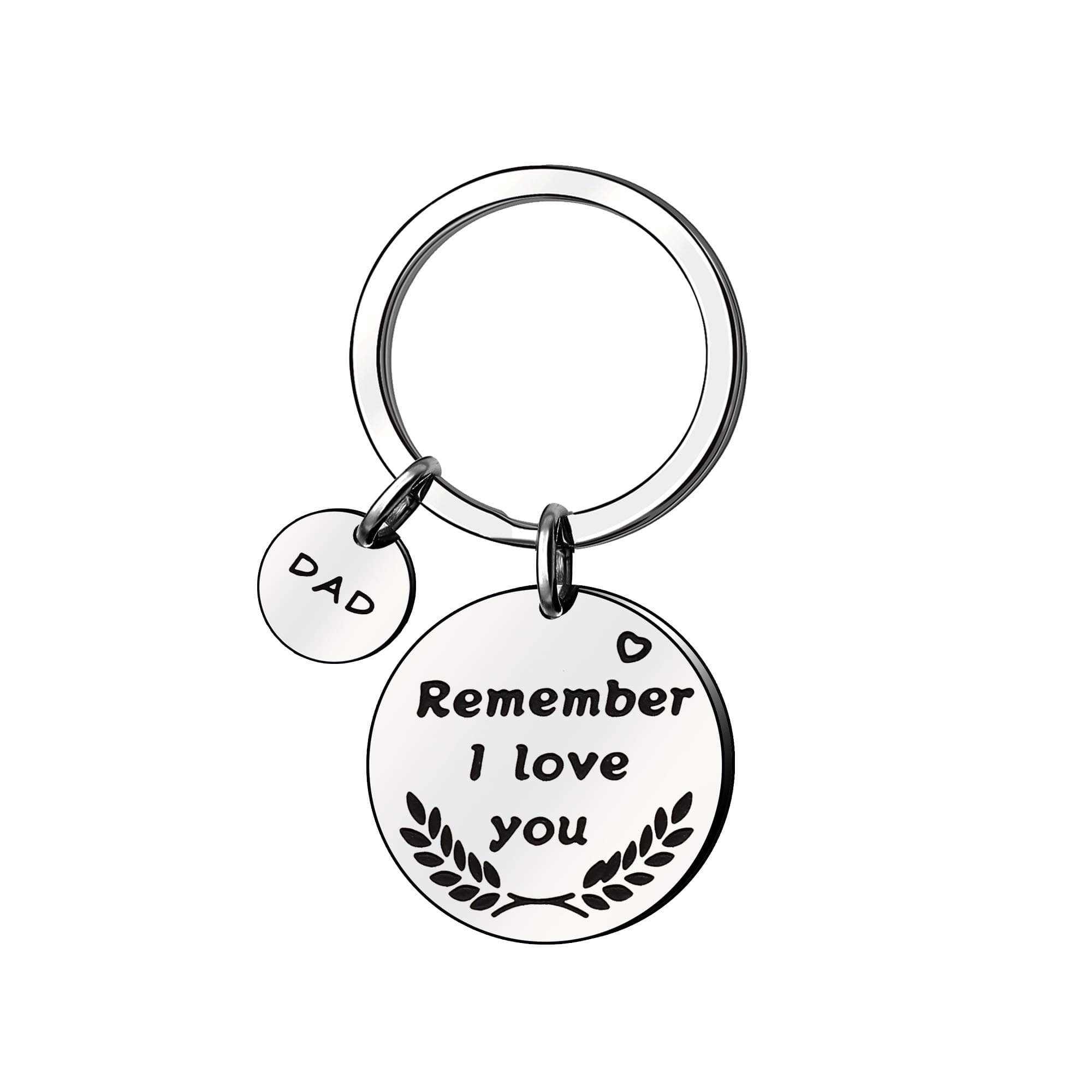 Remember I Love You Dad Round Shape Pendant Key Ring Key Chain for Father