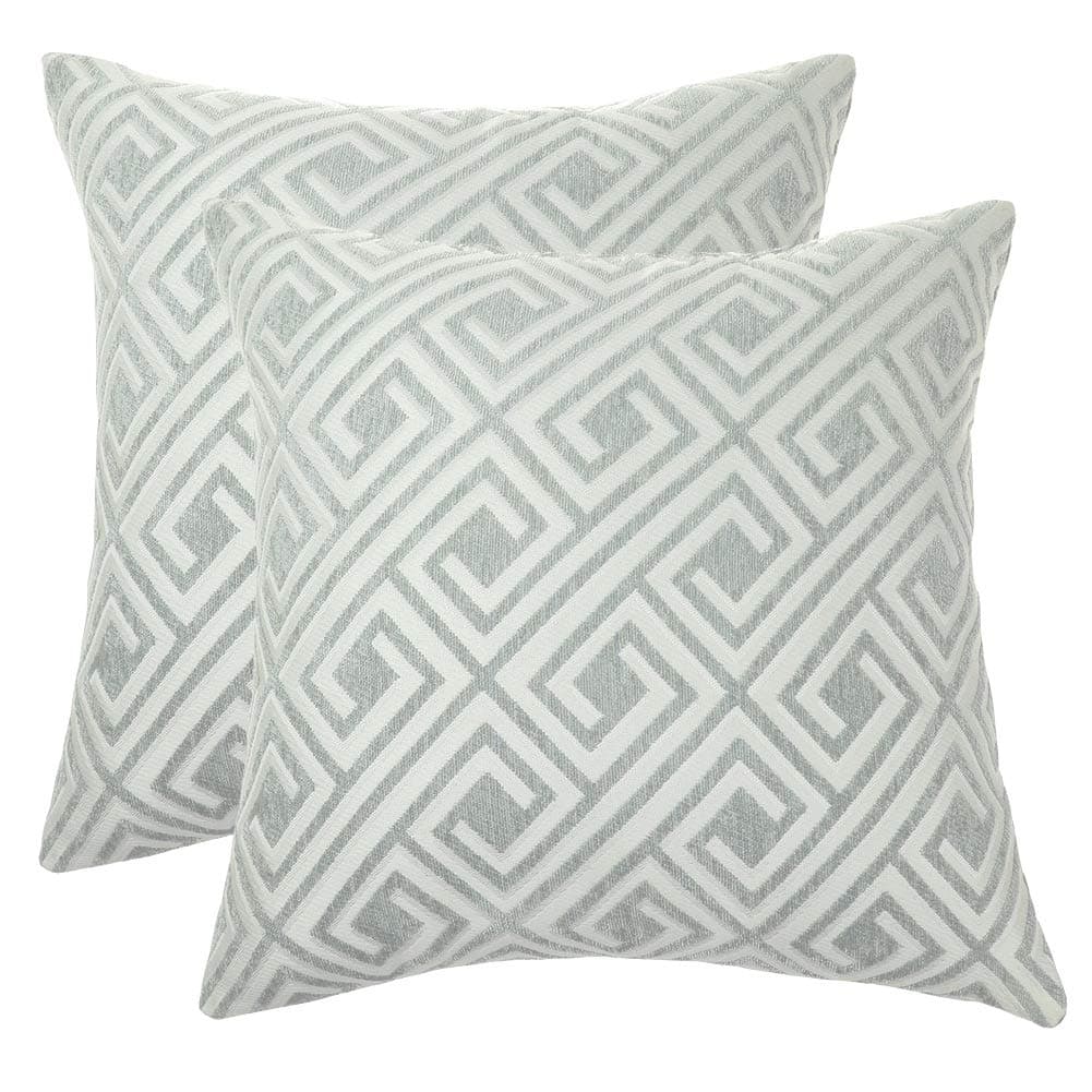 ecorative Throw Pillow Covers Cushion Covers 20 X 20 for Couch Bedroom Car Throw Pillow Cases Protectors 100% Cotton Pack of 2 Square Home Decor Design Set Cushion Case (Light Grey, 1818inches)