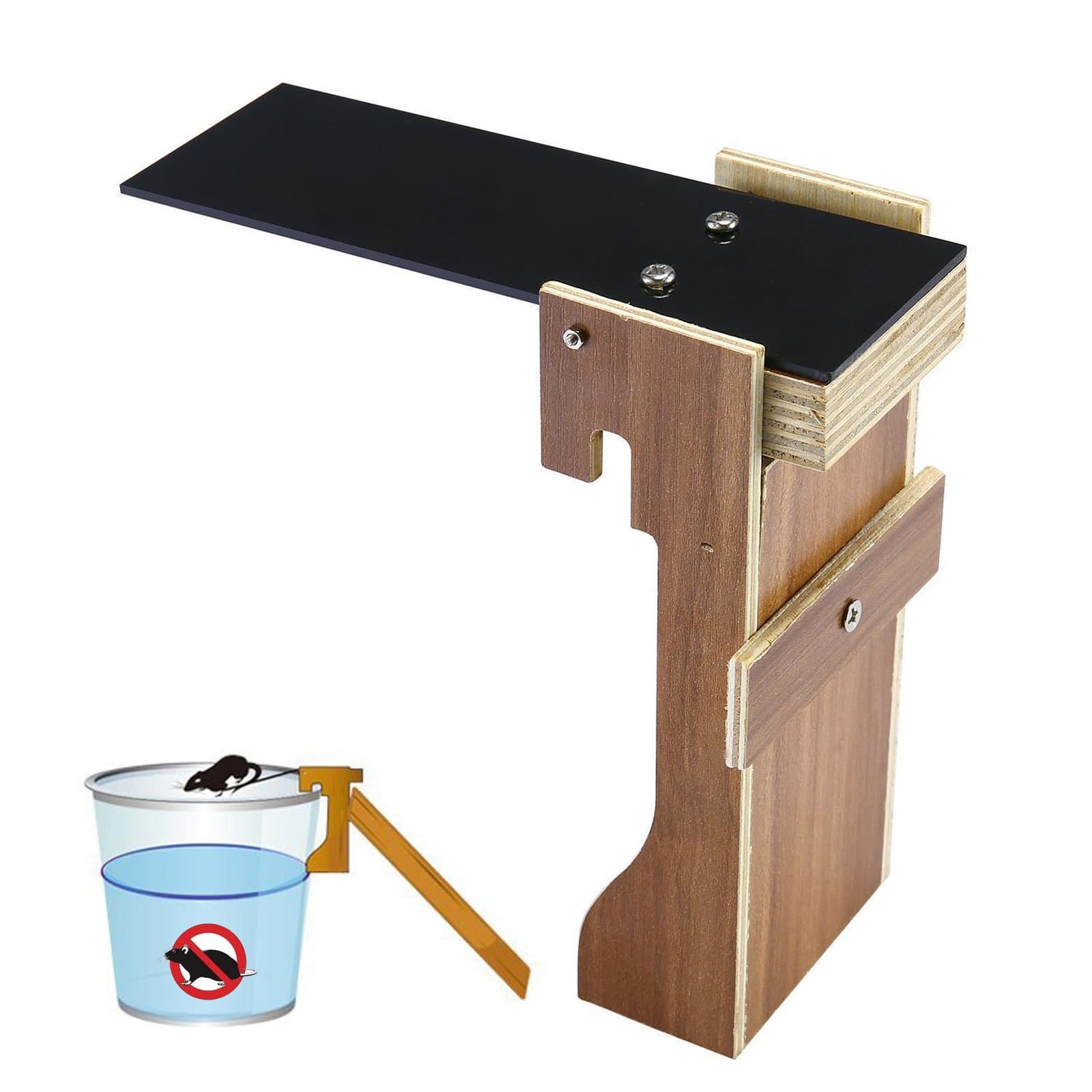 Walk the Plank Mouse Trap, Auto Reset Humane Bucket Rat Traps, Killer for Mice Using Natural Wood