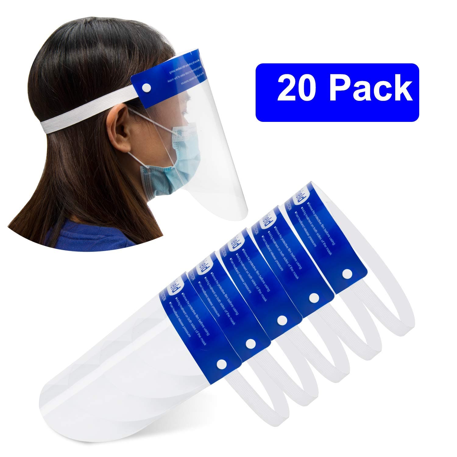 Multi Purpose Face Shields - Protective Facial Safety Face Shield Anti-Pollution Clear Face Shields, Isolation Shield Anti-Saliva Protective Hat (20PACK)