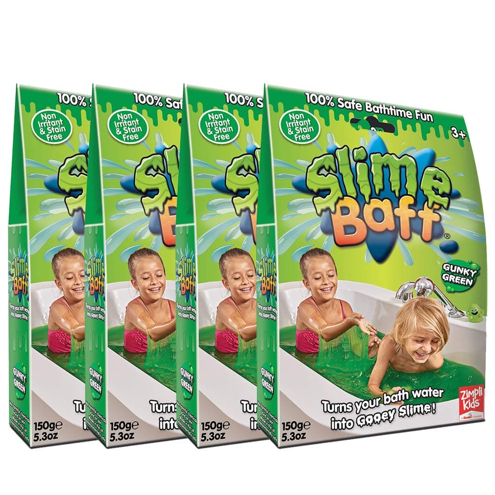 4 x Slime Baff Green Bundle from Zimpli Kids, Turn Water Into Gooey Slime, Children's Sensory and Bath Toy, Certified Biodegradable Gift