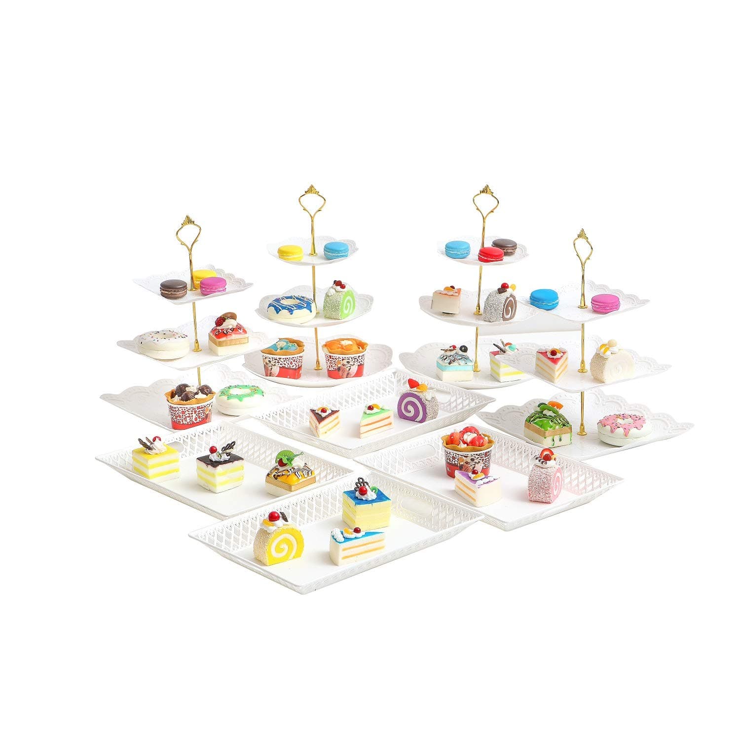 Cake Stand Set of 8 Cake Stand Dessert Table Serving Parties Dessert Stand for Platters, Cupcake, Birthday Parties, Dessert, Weddings and More Food Safe