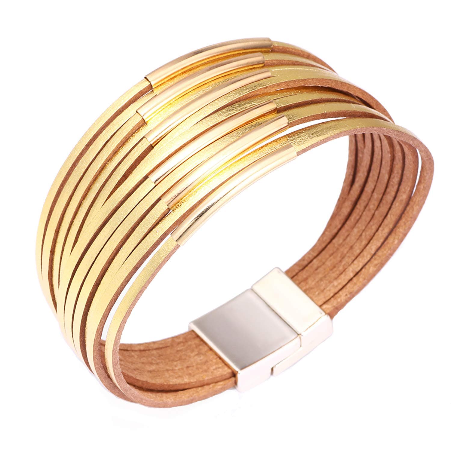 Tree of Life Leather Multi-Layer Wraps Bracelet,Boho Wide Buckle Wristband Bangle,Braided Cuff Bracelets for Women