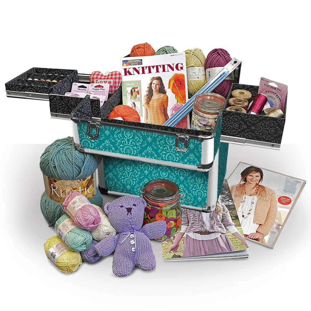 Large Sewing Box and Knitting Accessories Case Organiser, Storage Craft Box In Imperial Teal