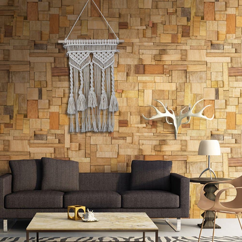 WCHUANG Macrame Wall Hanging Tapestry Handmade Wedding Decor - Woven Wall Art Boho Office Living Room Bedroom Nursery Decor