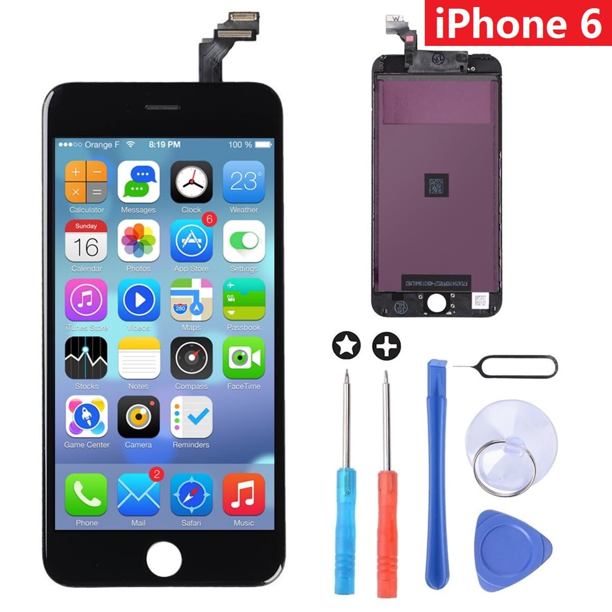 Goldwangwang LCD Display Screen Replacement Touch Screen Digitizer Full Set of Assembly （for 4.7 inch iPhone 6,Black）