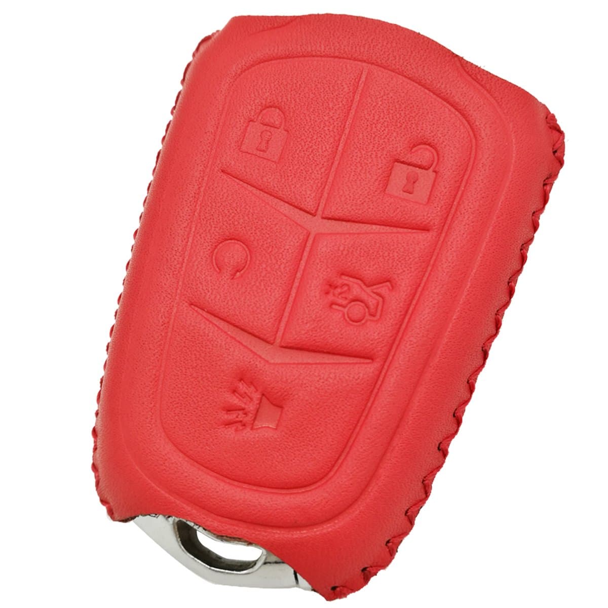 Coolbestda Leather 5 Buttons Smart Key Fob Remote Cover Protector Keyless Jacket Bag for 2018 2017 2016 Cadillac CT6 XT5 CTS XTS SRX ATS HYQ2AB HYQ2EB Red
