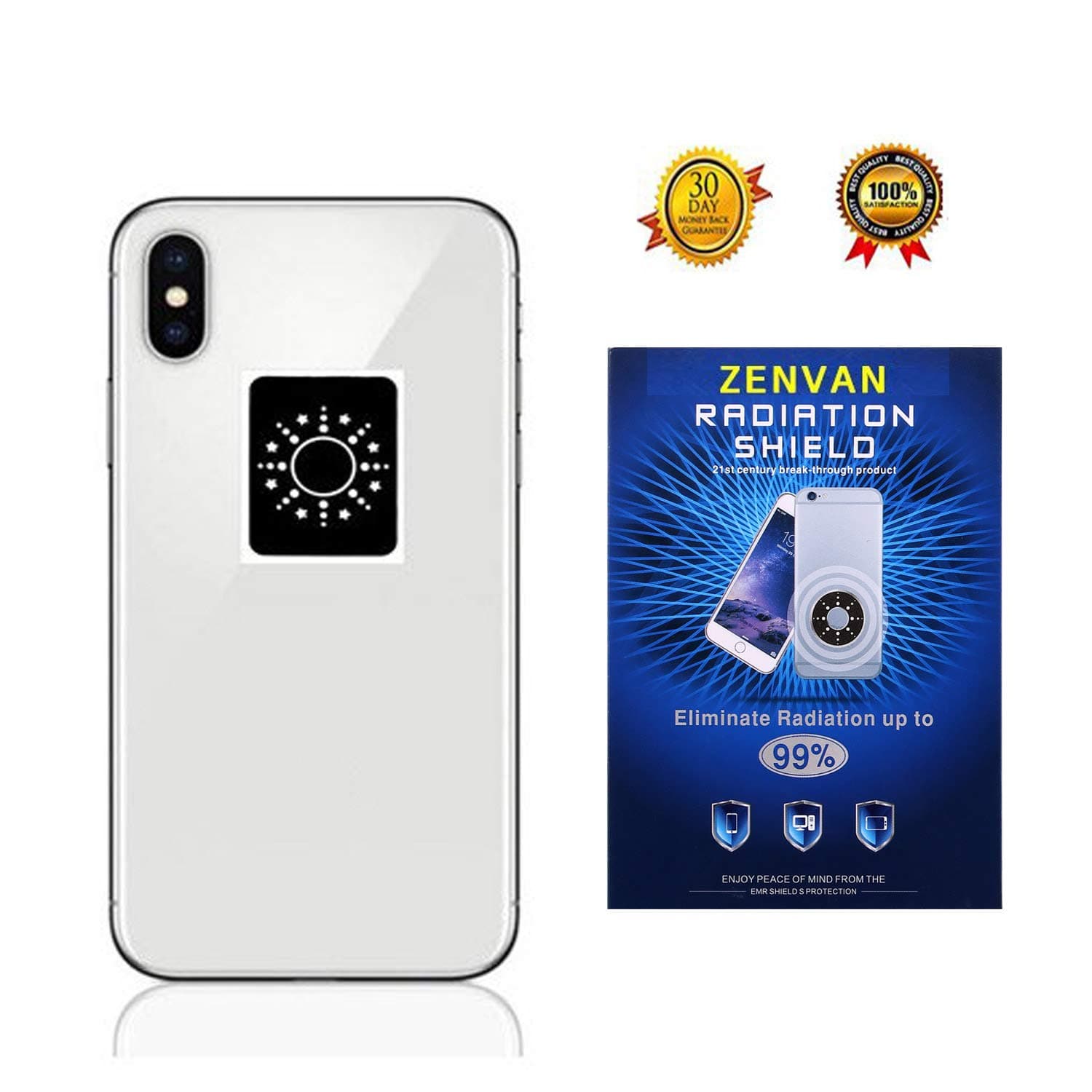 EMF Protection Sticker, ZENVAN EMF Blocker for Cell Phone, Tablet, Kindle, Router, WiFi, Alexa, Echo and More| Keep You and Your Family from Radiation | 1.6 x 1.23 inches, Black