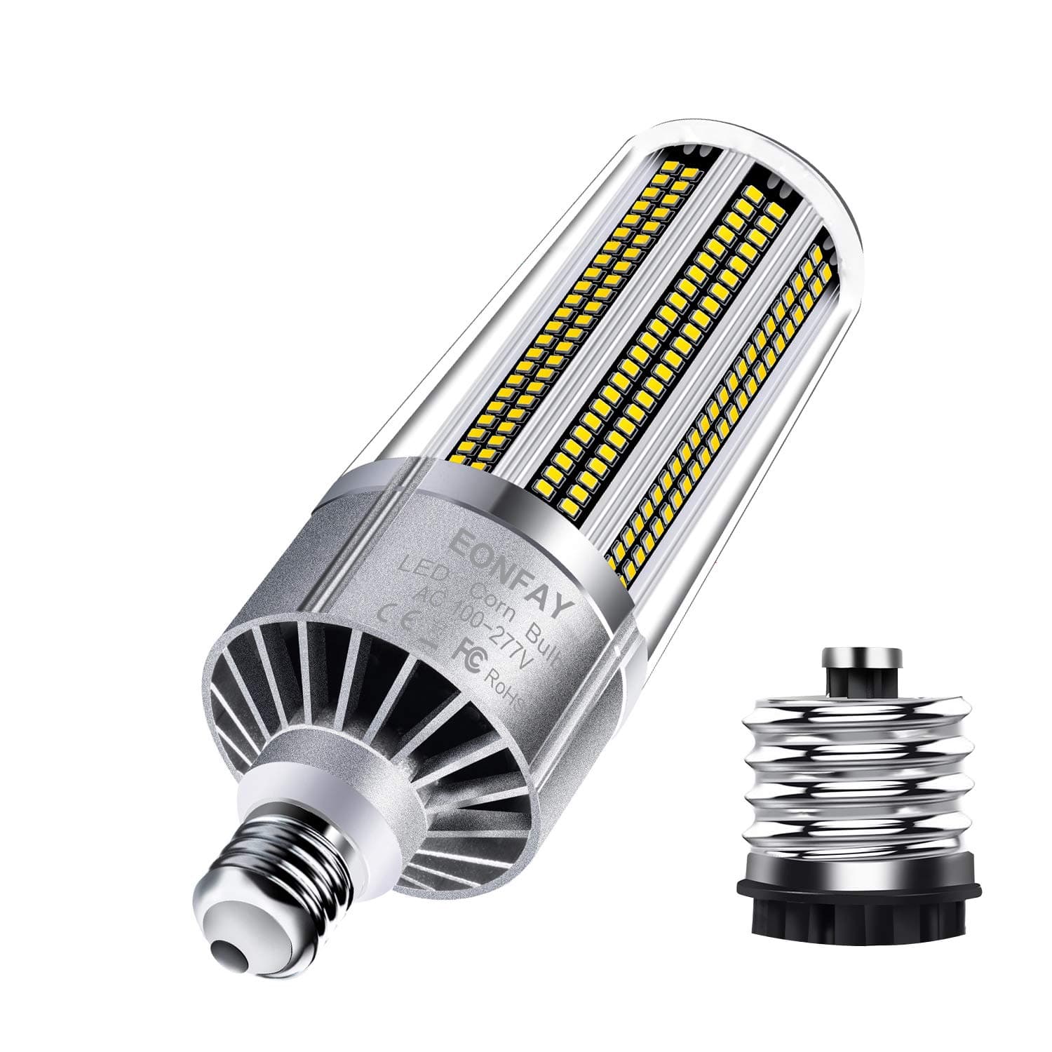 EONFAY-100W LED Corn Light Bulb, 12000 Lumen, 1000Watt Equivalent, Cool Daylight, 5000K, E26 to E39 Mogul Base Adapter, for Large Area Commercial Lighting, Garage Warehouse Factory Bay and More