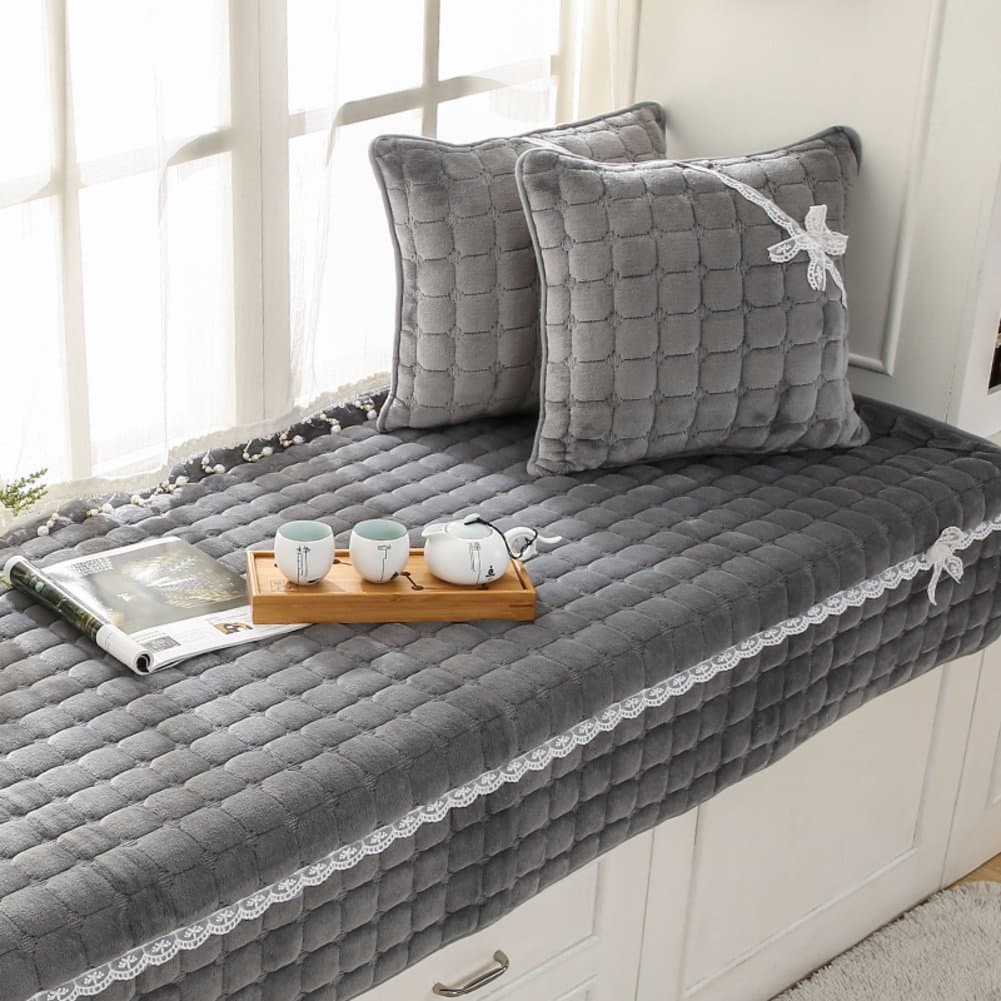 SGDSTGGDFH Plush Float Window mat Window mat European Padded Cushion Autumn and Winter Non-Slip Balcony mat Tatami mat-A 70x150cm(28x59inch)