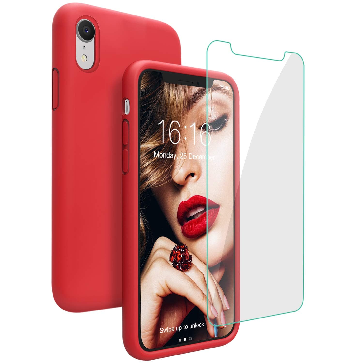 JASBON Case for iPhone XR,Silicone Phone Case Full Protective Phone Replacement 6.1inch Cover for iPhone XR-Red