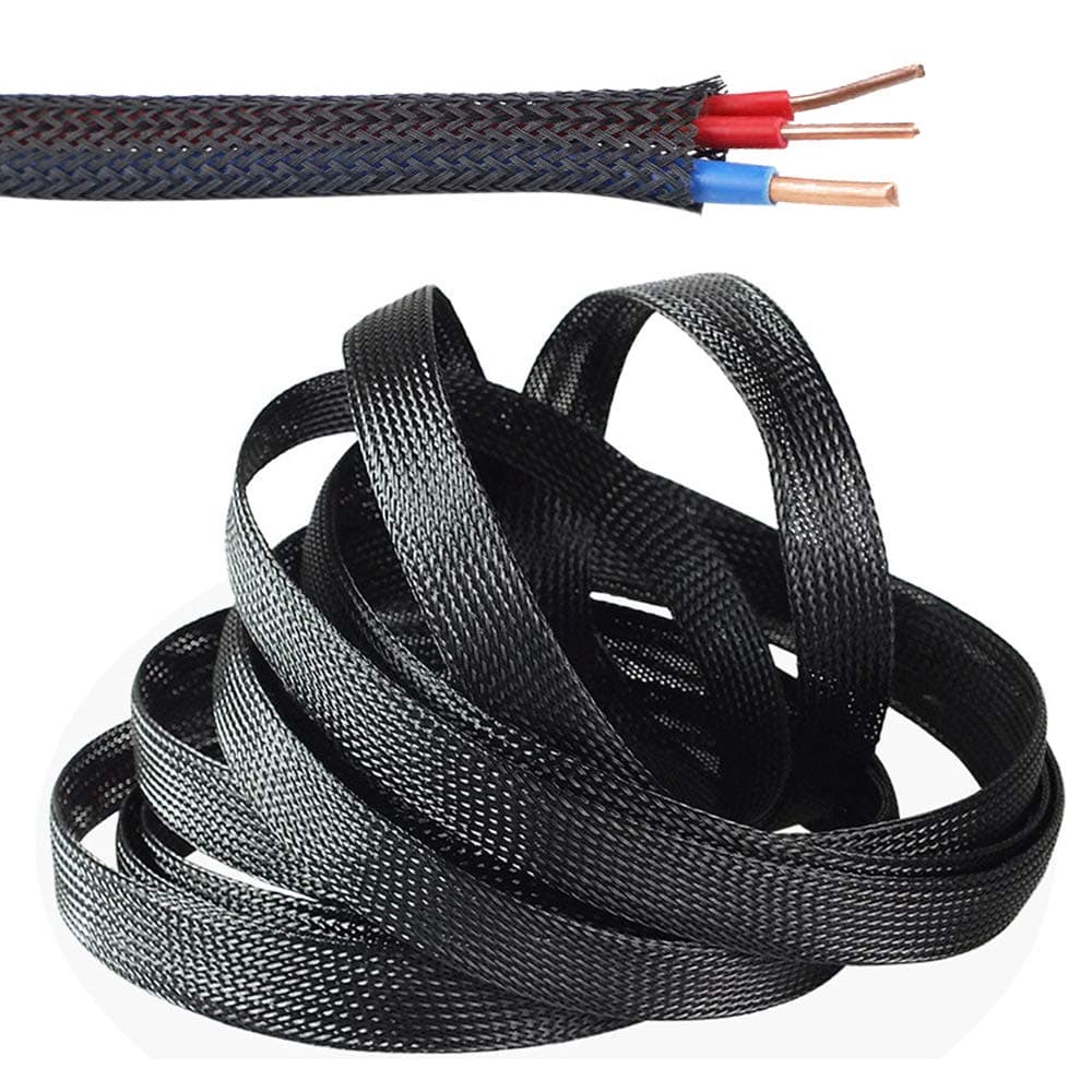 SENDILI Cutable Flexible Cable Tidy - 10m Black Nylon Wire Sleeve Management for Office and Home DIY Cable Tidy Wrap, 20mm
