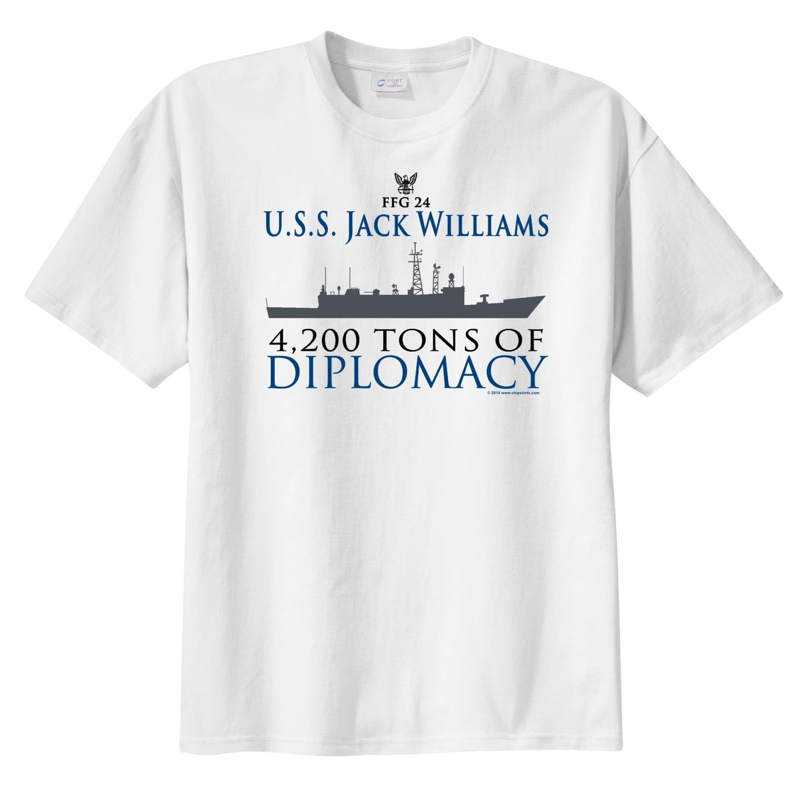 ShipShirts Big Boy's FFG 24 USS Jack Williams 4,200 tons of Diplomacy Short Sleeve T-Shirt