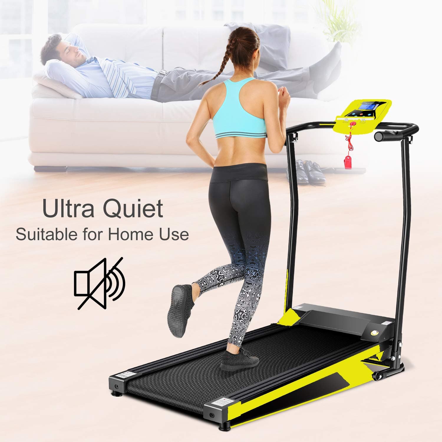 OppsDecor Folding Treadmill for Home, Electric Treadmills with LCD Display Exercise Fitness Trainer Walking Running Machine
