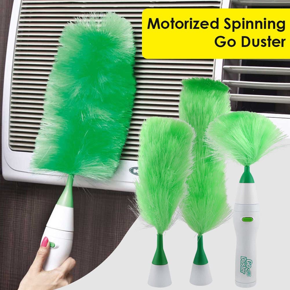 HSTV Multifunctional Electric Rotating Duster Set Motorised Cleaning Brush Duster Green Feathers for Keyboard Furniture Blinds