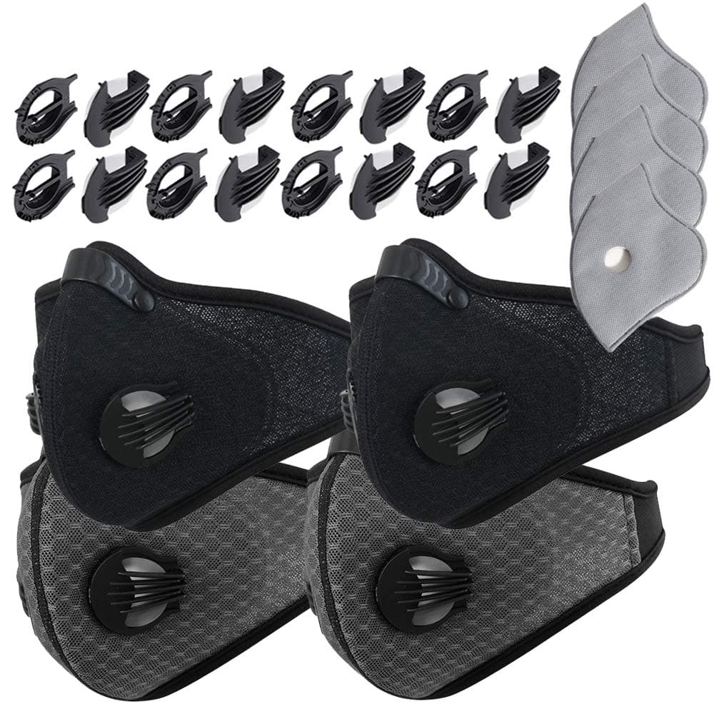 Novemkada Dustproof Masks - Activated Carbon Dust Mask with Extra Filter Cotton Sheet and Valves for Exhaust Gas, Pollen Allergy, PM2.5, Running, Cycling, Outdoor Activities