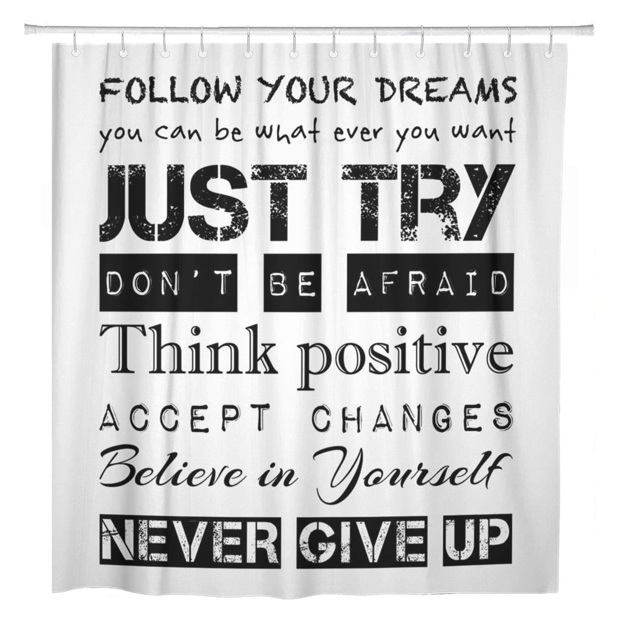 Shower Curtain Just Try Never Home Bathroom Decor