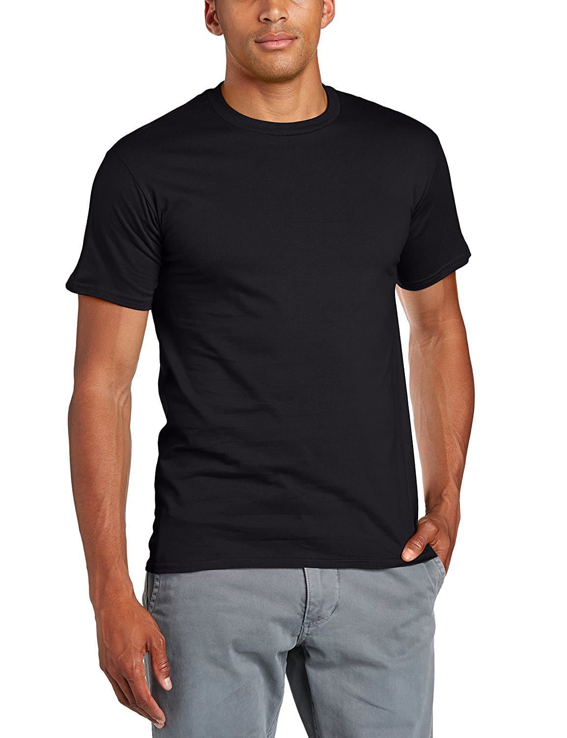 UR SPROT TECH Men's Heavy Cotton Workwear Comfort Soft Short Sleeve Basic T-Shirt(L, Black)