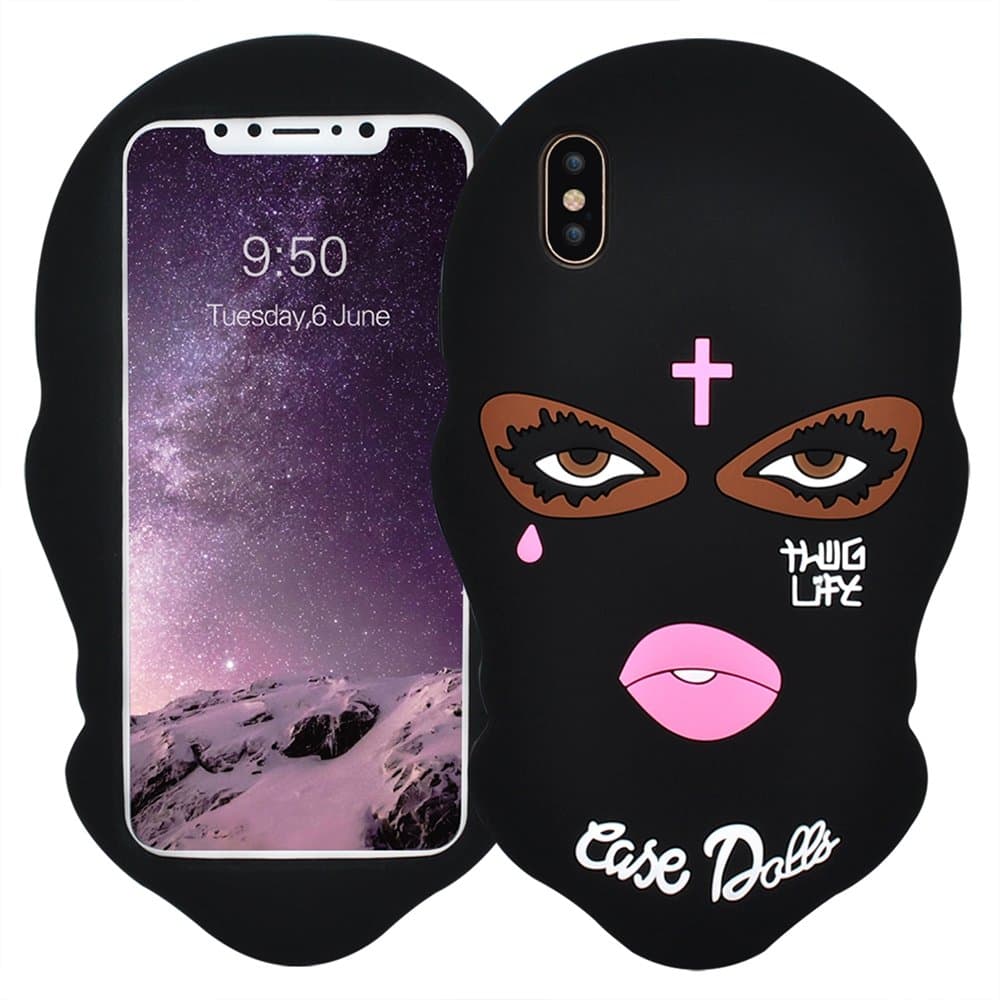 JINRUIXIN Case for iPhone X and iPhone 10 5.8" Goon Thug Life 3D Cute Cartoon Big Eyes Woman Face Masked Teared Girls Jesus Christian Cross Coque Soft Silicone Phone Protective Shockproof Cover