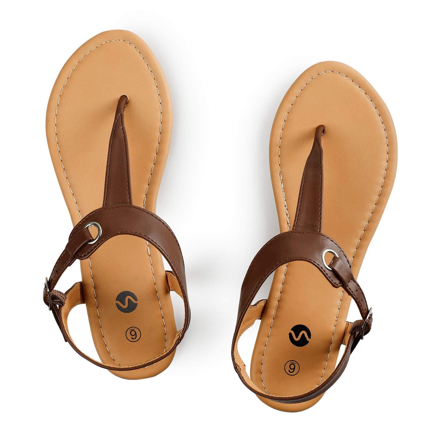 Rekayla Flat Thong Sandals with T-Strap and Adjustable Ankle Buckle for Women