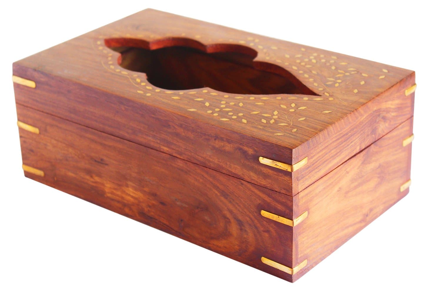 The StoreKing SouvNear Handmade Wooden Rectangular Decorative Tissue Box Cover for Office Tissue Paper Holder for Car Tissue Paper Dispenser Unique Home Dining Decor (Design2)