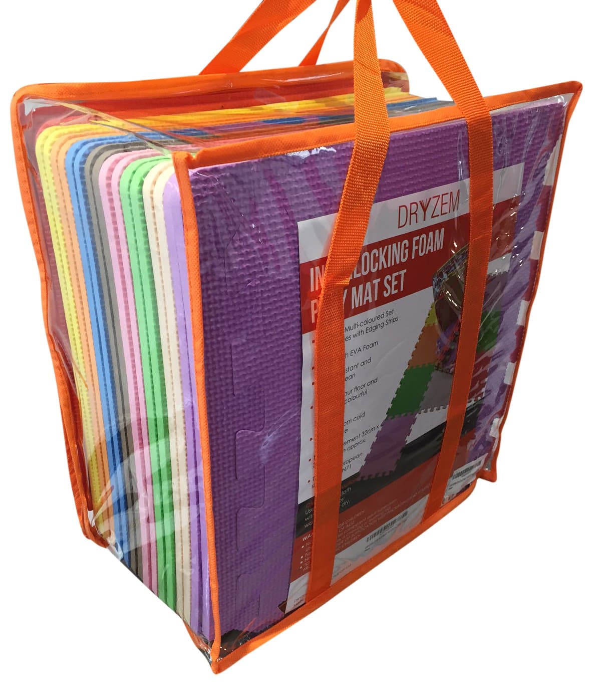 Interlocking EVA Foam Play Mats for Kids Includes 18 Tiles with Edging Strips and Carry Bag by DRYZEM