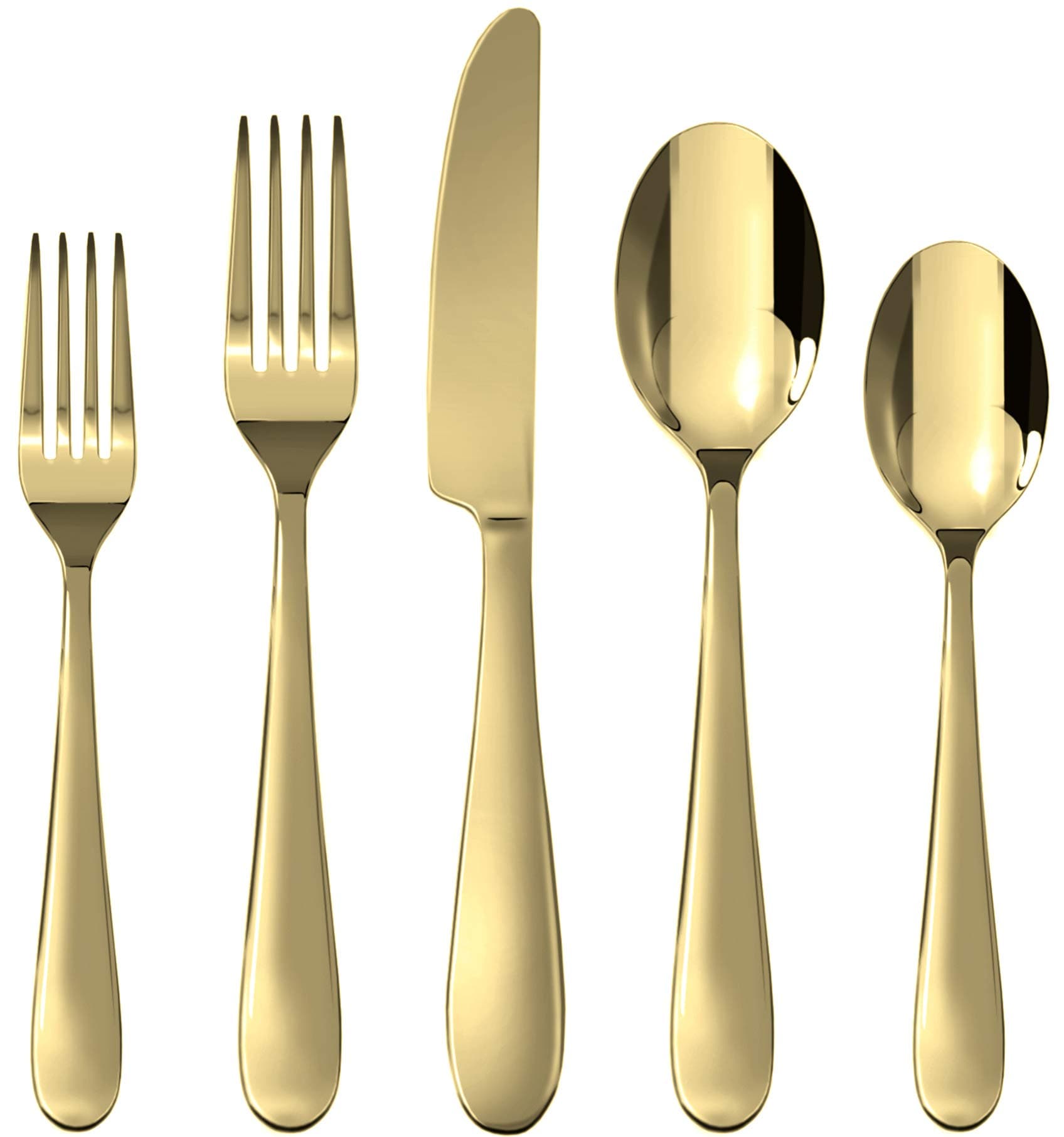 Gold Silverware Set, Flatware Set 20-Piece Stainless Steel Cutlery Mirror Polished Utensil Tableware Sets, Include Knife Fork Spoon for Kitchen Service for 4