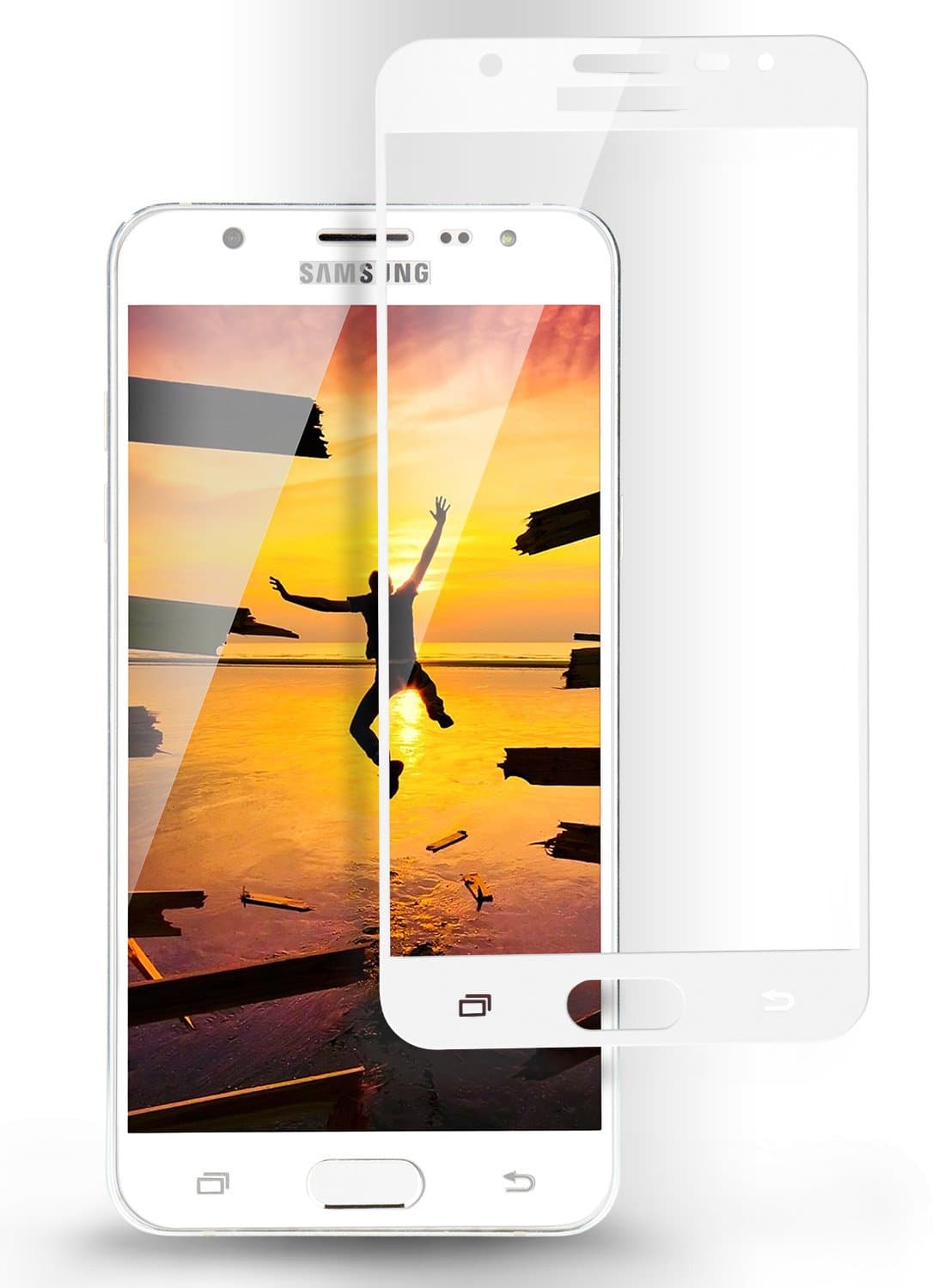 Galaxy J7 Prime Screen Protector, Full-Cover Tempered Glass 9H Hardness HD Clear Bubble Free for Sumsung Galaxy J7 Prime (2017) - White