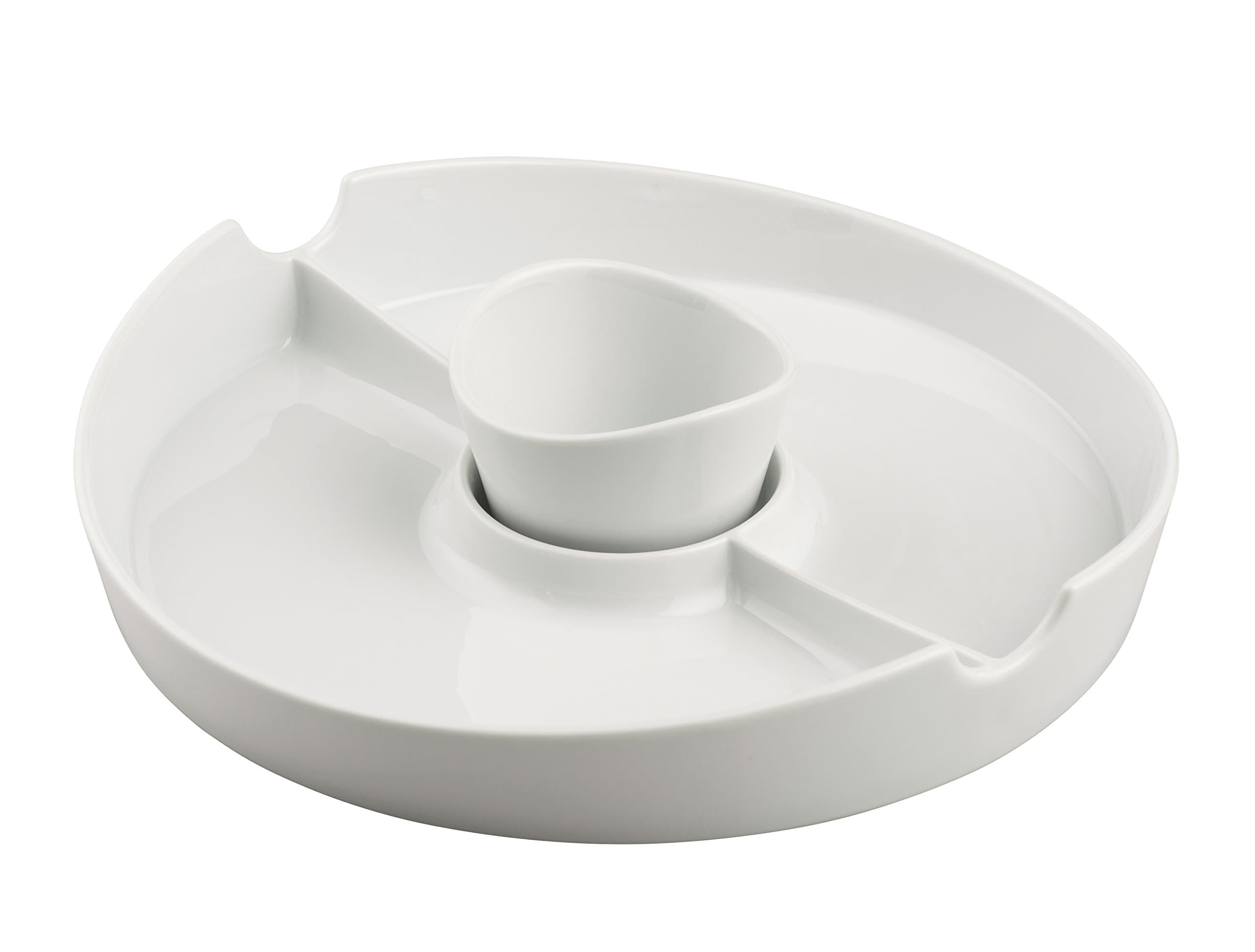 Belleek Pottery Chip and Dip Party Dish, Ceramic, White, 30 x 30 x 8 cm