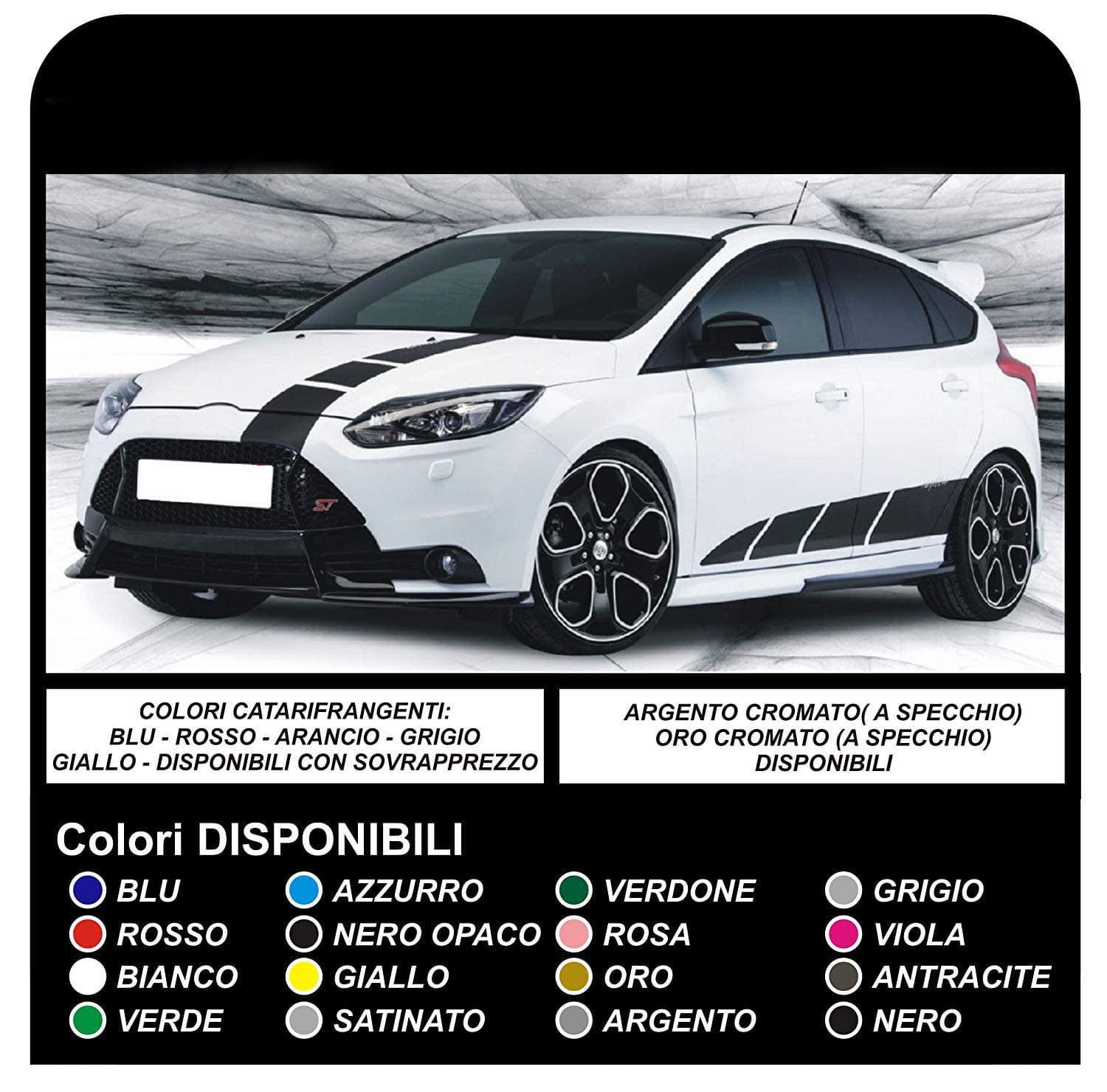 STICKERS FOR CARS GRAPHIC STRIPS COMPLETE KIT (BLACK)