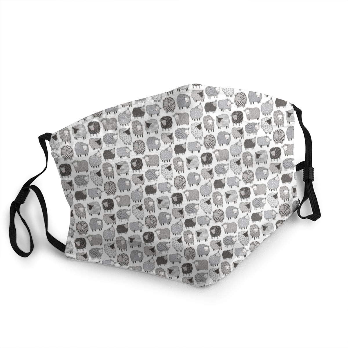 Anti_Dust_Mask Sheep Geometric Patterned Black U White Grey On White Tiny Inch_Mouth_Mask_Anti_Pollution_Face_Mask_Cover