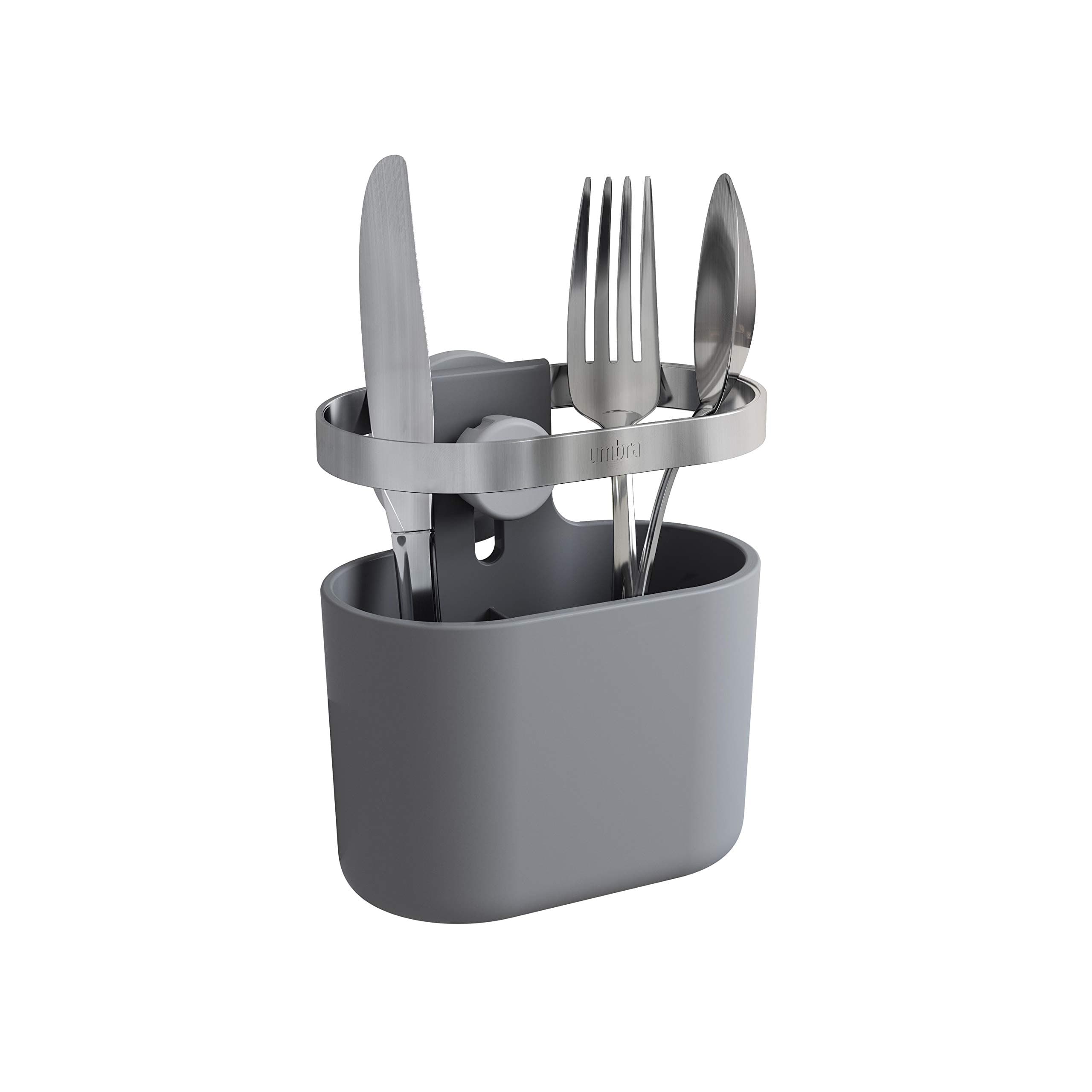 Umbra Holster Sure-Lock Utensil Caddy, Kitchen Organizer For Sink, Charcoal, Black
