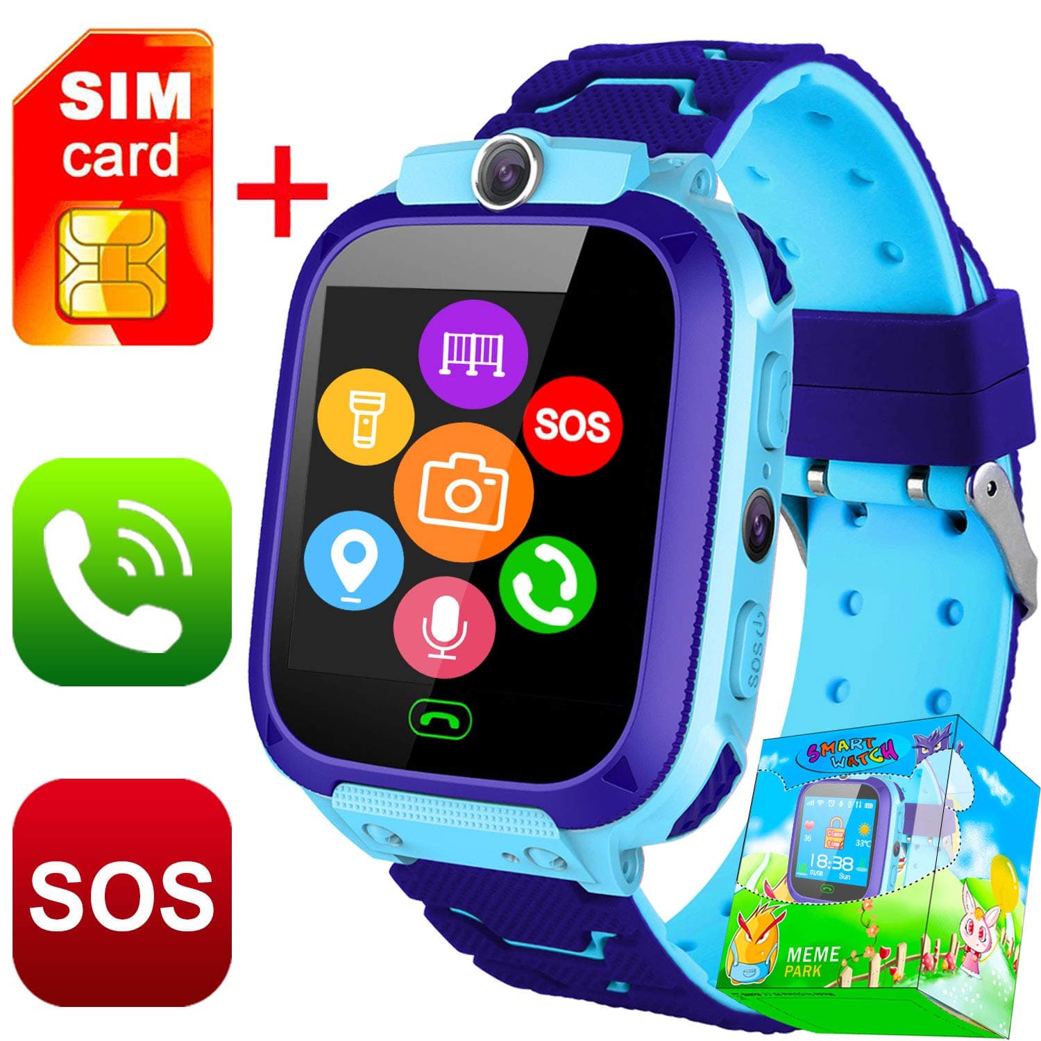 Smart Watches for Kids [New Version] GPS Activity Tracker with SIM Card Digital Phone Two-Way Call SOS Games Camera Time Teacher Wristwatch for Age 3-12 Girls Boys Travel Christmas Birthday Gifts