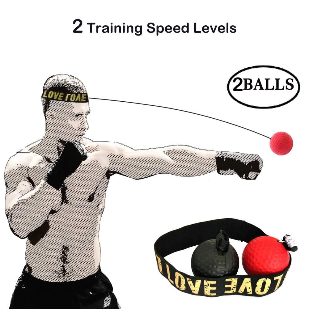 Pikabo Boxing Reflex Ball, Boxing Magic Ball on String with Headband, 2 Training Speed Levels Boxing Equipment.