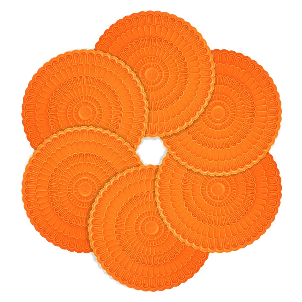 zanmini Coffee Drink Cup Mat Coasters, Silicone Tableware Place mats set of 6 Durable Non Slip Coasters for Hot Beverages and Cold Drinks - 4 inch (Orange)