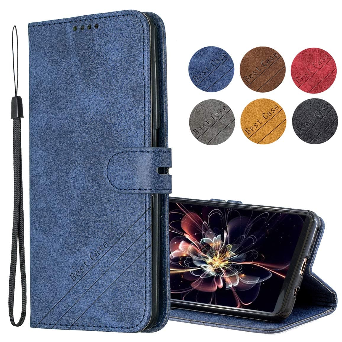 MRSTER Case Compatible with Xiaomi Redmi 5 Plus, Premium PU-Leather Flip Wallet Cover Phone Case for Xiaomi Redmi 5 Plus. HX Retro Blue